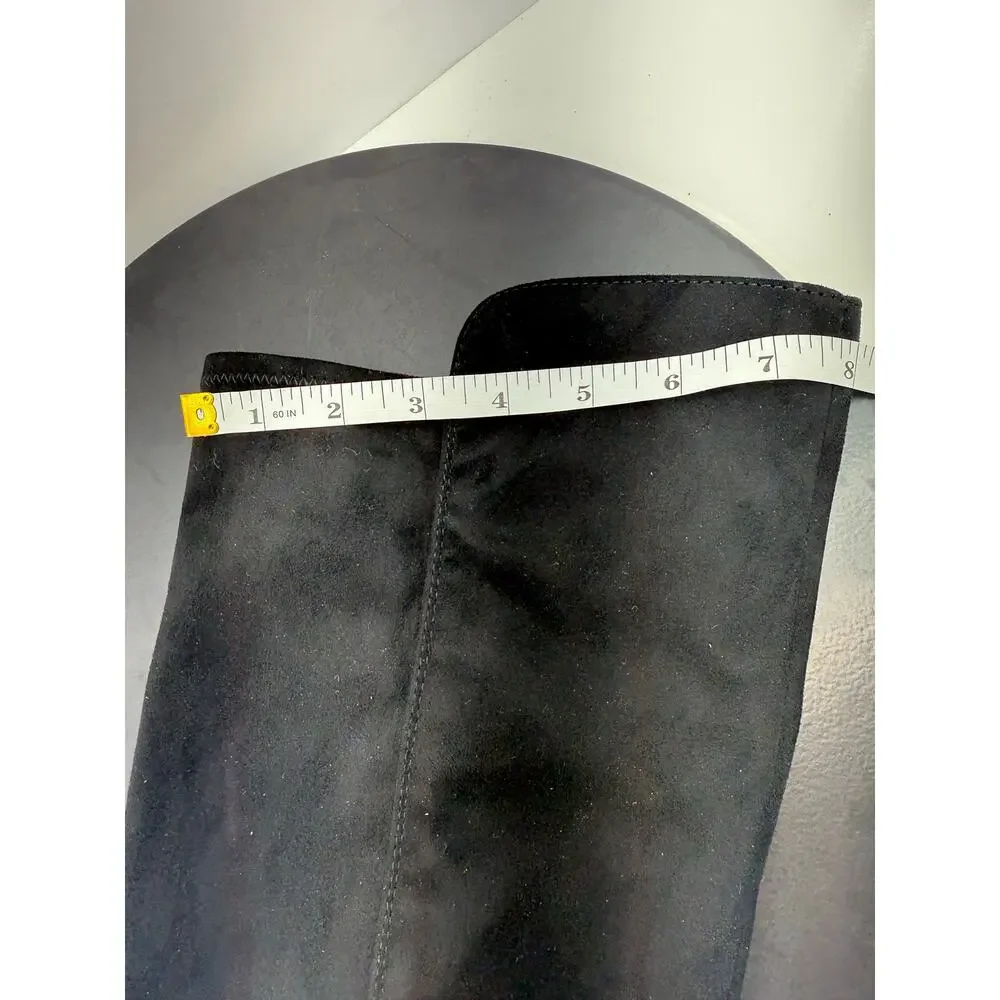 Nine West Andone 2 Womens Sz 7M Wide Calf Black Faux Suede Over-The-Knee‎ Boots